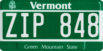 VT license plate ZIP848