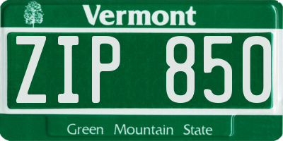 VT license plate ZIP850