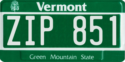 VT license plate ZIP851