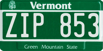 VT license plate ZIP853