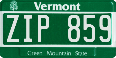 VT license plate ZIP859