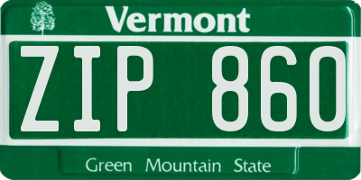 VT license plate ZIP860
