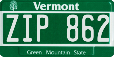VT license plate ZIP862