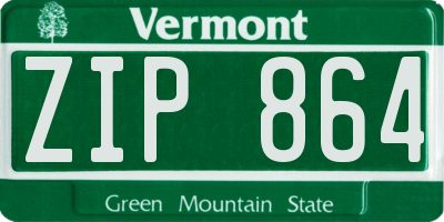 VT license plate ZIP864