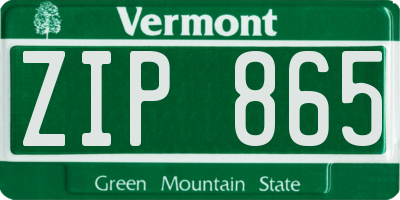 VT license plate ZIP865