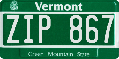 VT license plate ZIP867