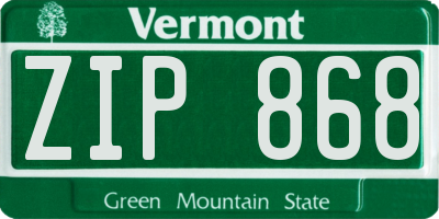 VT license plate ZIP868