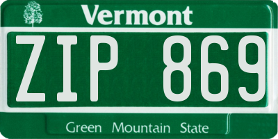 VT license plate ZIP869