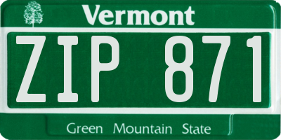 VT license plate ZIP871