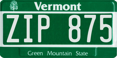 VT license plate ZIP875