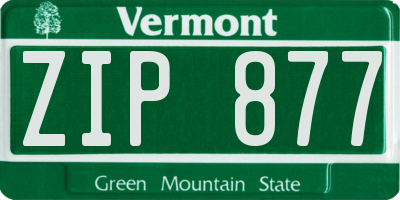VT license plate ZIP877