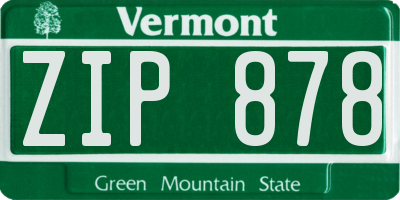 VT license plate ZIP878
