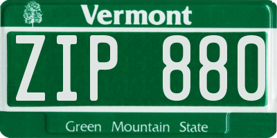 VT license plate ZIP880