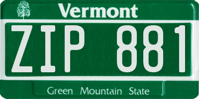 VT license plate ZIP881