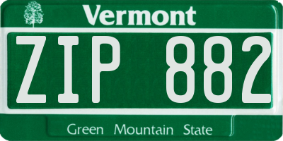 VT license plate ZIP882