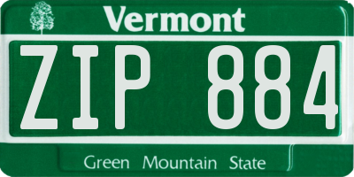 VT license plate ZIP884