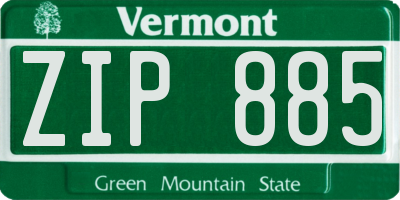 VT license plate ZIP885