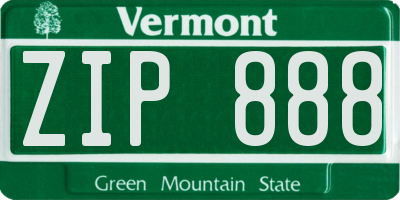 VT license plate ZIP888