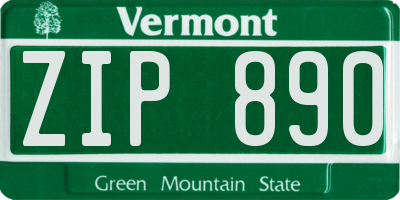 VT license plate ZIP890