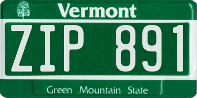 VT license plate ZIP891