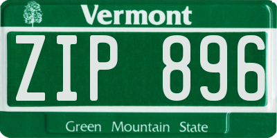 VT license plate ZIP896