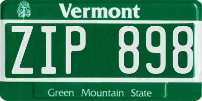 VT license plate ZIP898