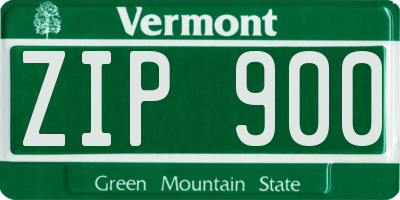 VT license plate ZIP900