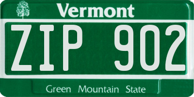 VT license plate ZIP902