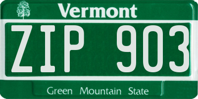 VT license plate ZIP903