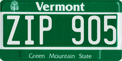 VT license plate ZIP905