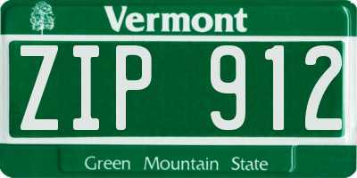 VT license plate ZIP912