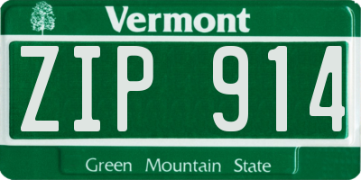 VT license plate ZIP914