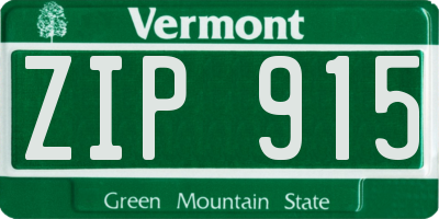 VT license plate ZIP915