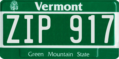 VT license plate ZIP917
