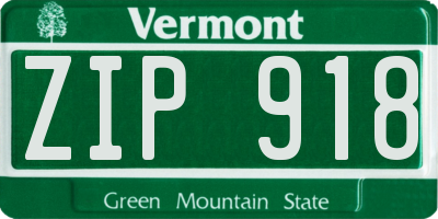 VT license plate ZIP918