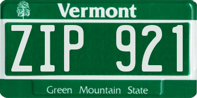 VT license plate ZIP921
