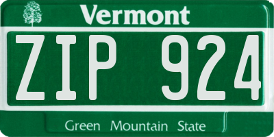 VT license plate ZIP924