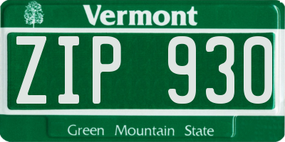 VT license plate ZIP930