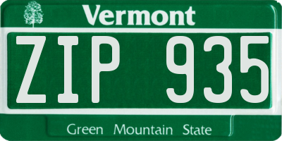 VT license plate ZIP935