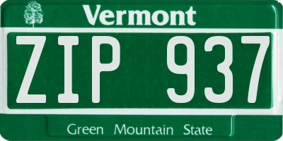 VT license plate ZIP937