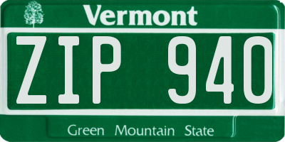 VT license plate ZIP940