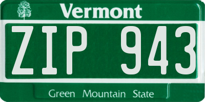 VT license plate ZIP943