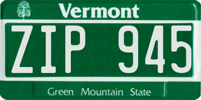 VT license plate ZIP945