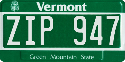 VT license plate ZIP947