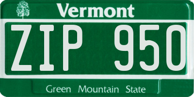 VT license plate ZIP950