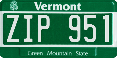 VT license plate ZIP951
