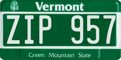 VT license plate ZIP957