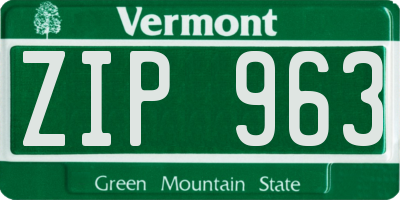 VT license plate ZIP963