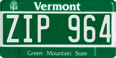 VT license plate ZIP964