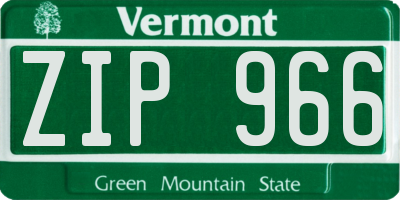 VT license plate ZIP966